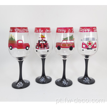 Conjunto de taças de champanhe de vidro de Natal personalizado